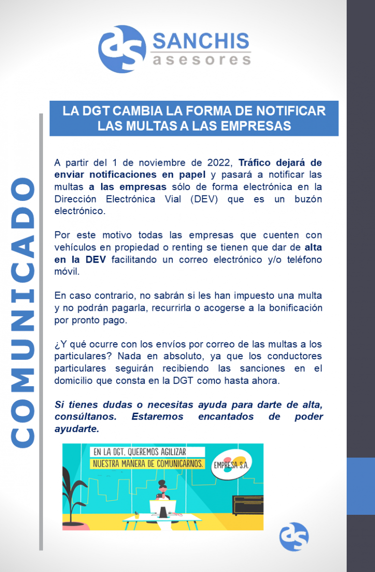 La DGT Cambia La Forma De Notificar Las Multas A Las Empresas - Sanchis ...